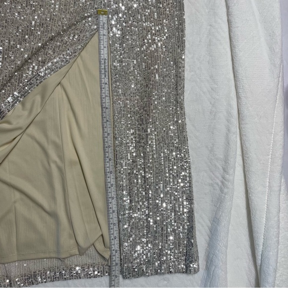 Eliza J long champagne sequin dress. - Picture 16 of 17